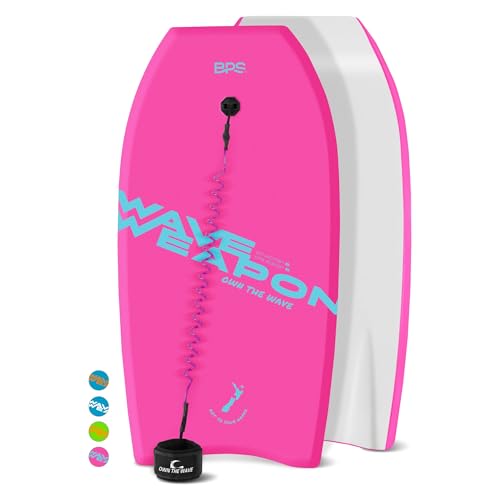 Own the Wave 'Wave Weapon' Bodyboard with Premium Leash, Lightweight with EPS Core