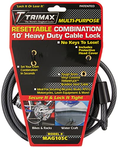 Trimax MAG10SC 10ft Combination Cable Lock