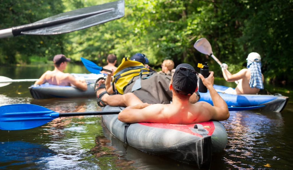 group of friends kayaking