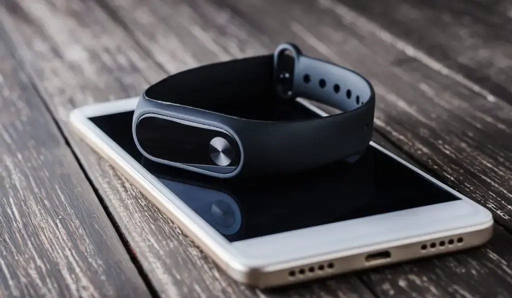fitness tracker on top of smart phone