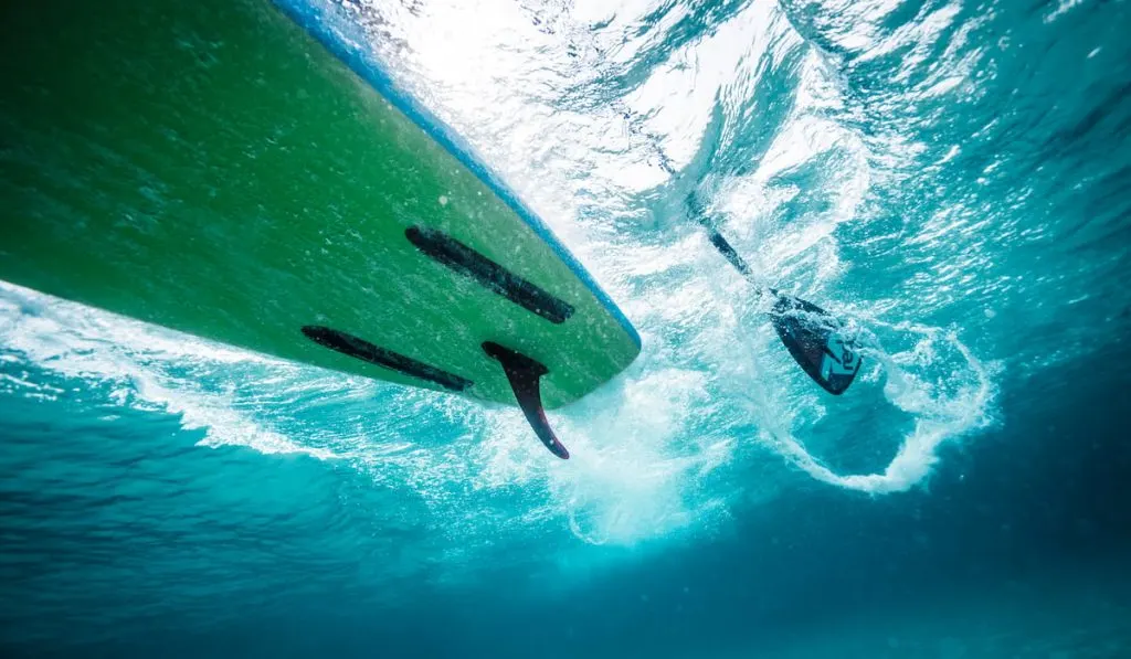 paddleboard taken underwater 
